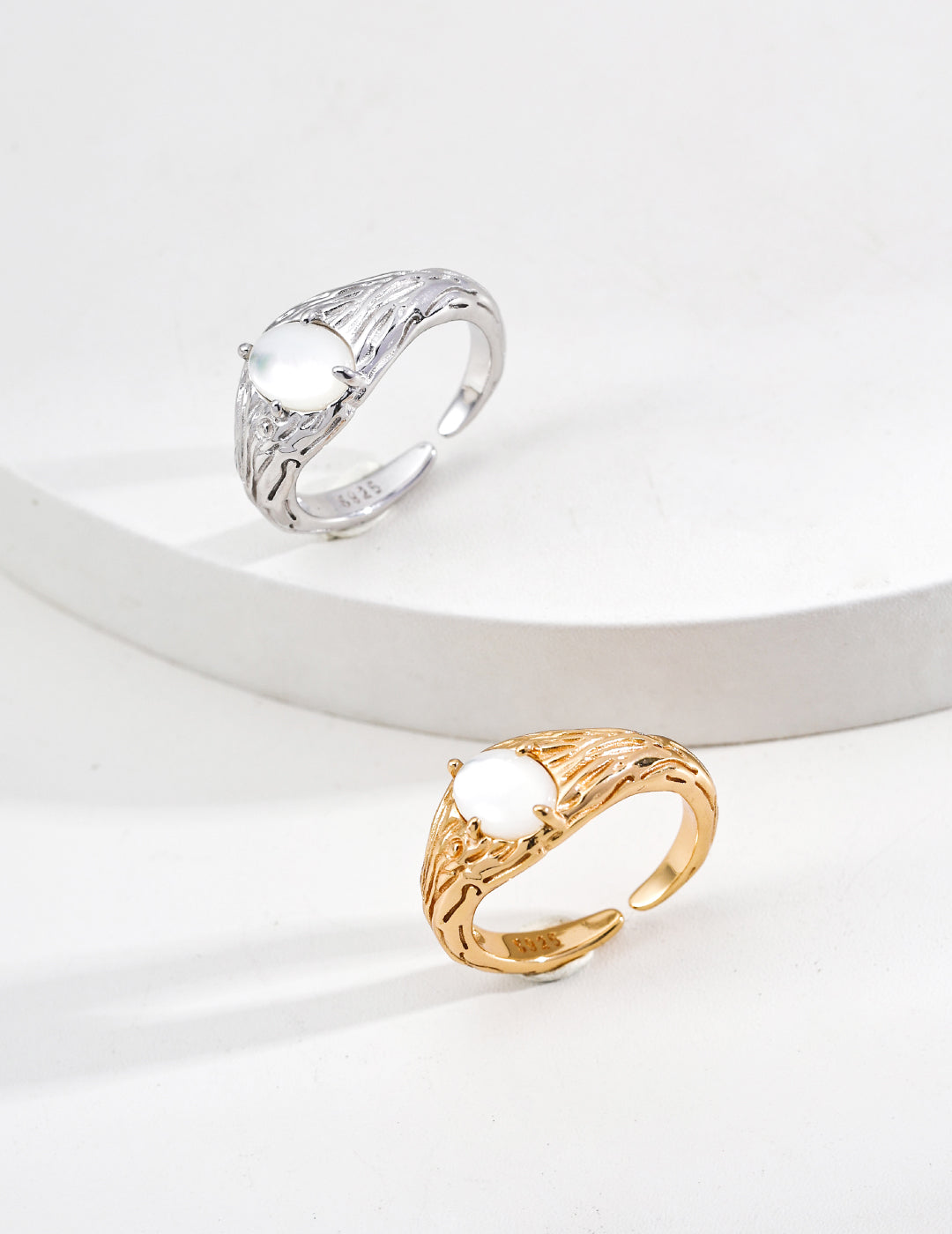 S925 silver fashion retro mother-of-pearl ring