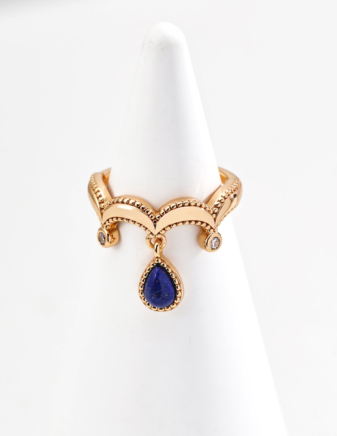 S925 silver vintage natural lapis lazuli zircon ring J0281-2