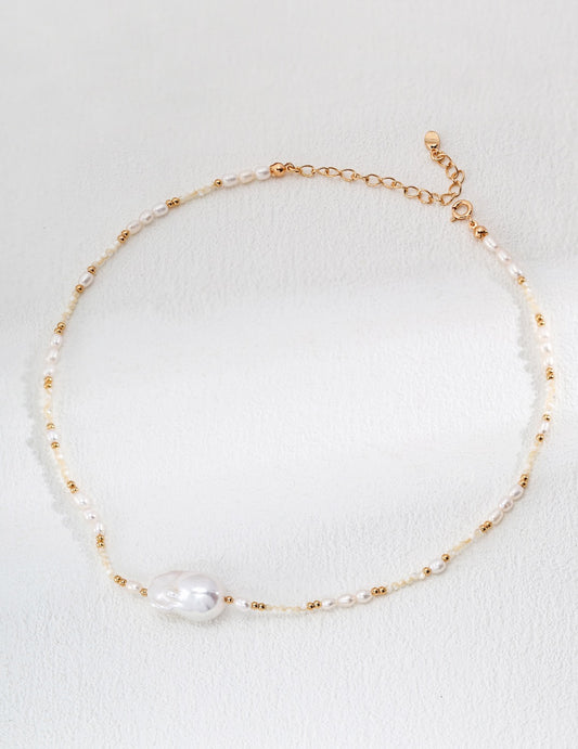 S925 silver simple natural pearl shell necklace