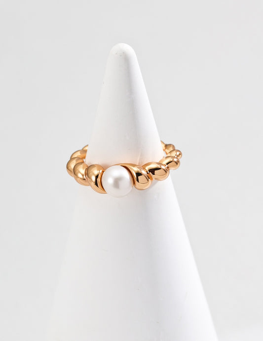 S925 silver simple natural pearl ring