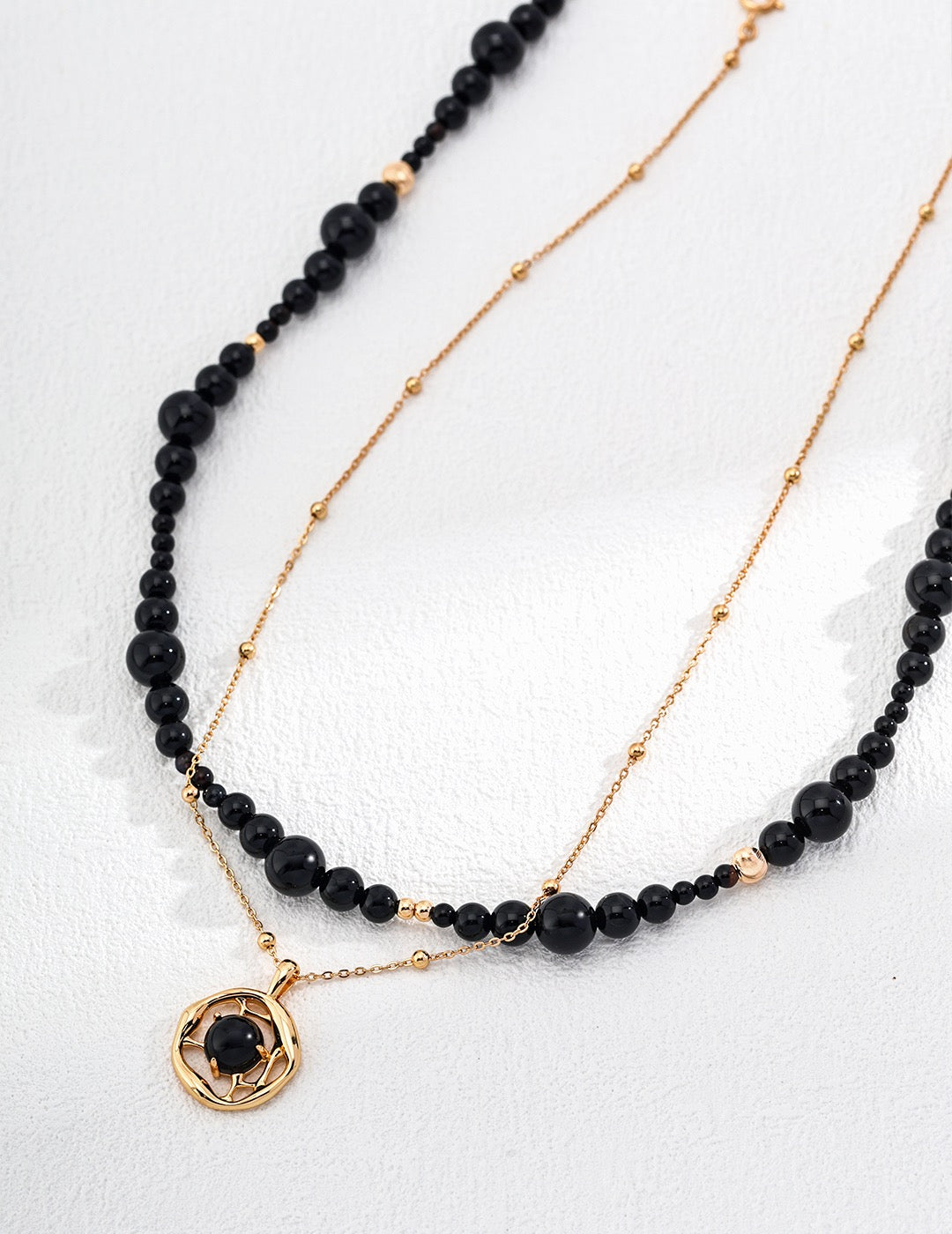 Sterling silver black agate necklace