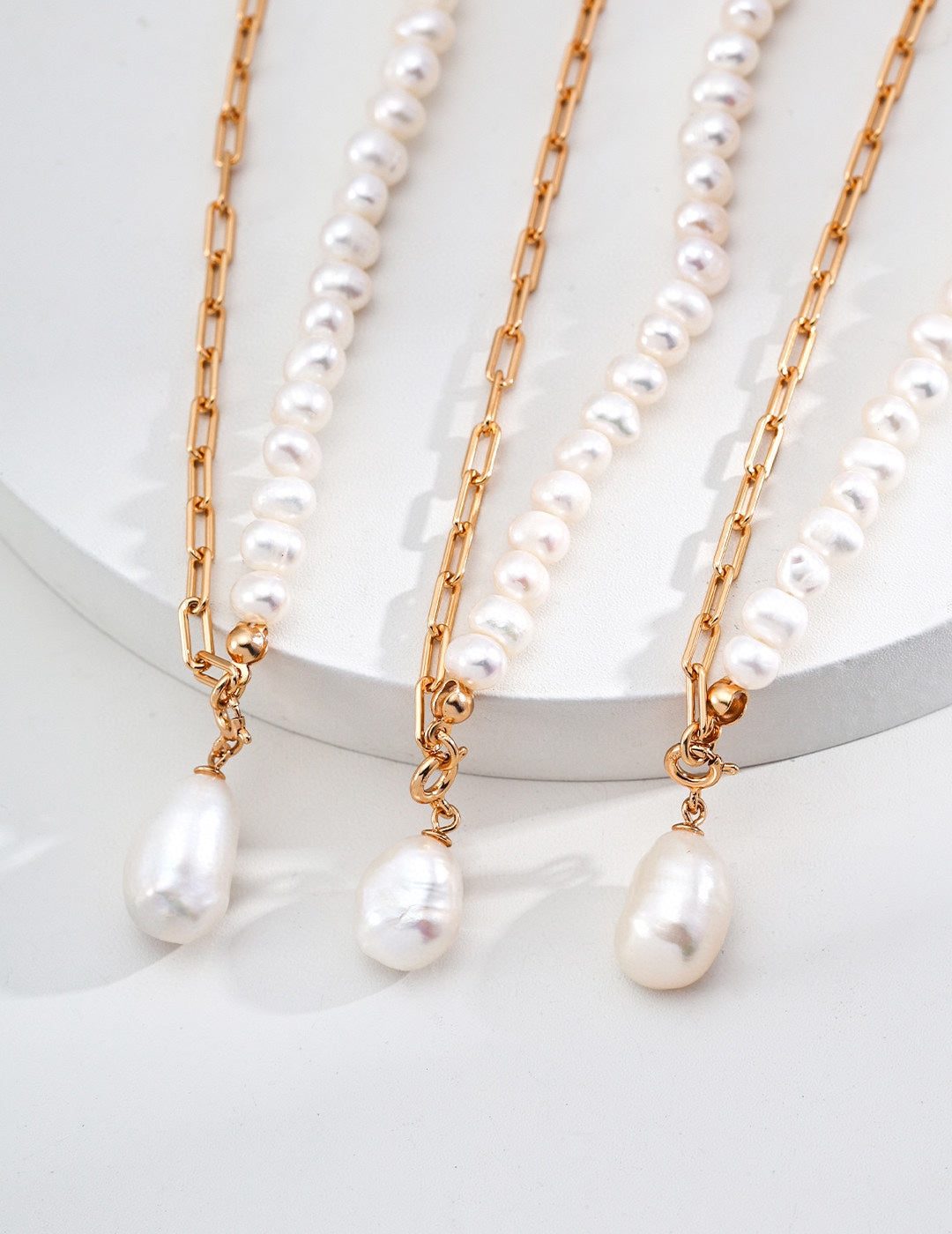 Baroque pearl French asymmetrical necklace