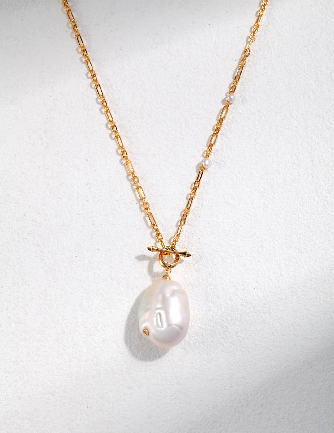 Sterling silver baroque pearl long necklace D0350