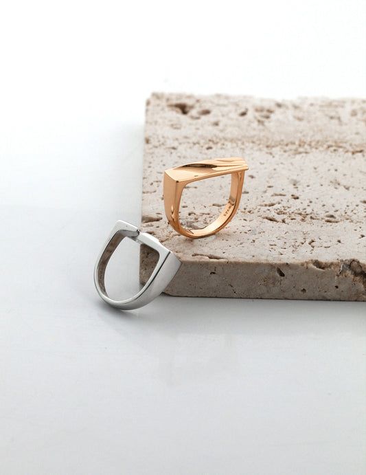 Geometric sculpture series sterling silver simple ring J0120