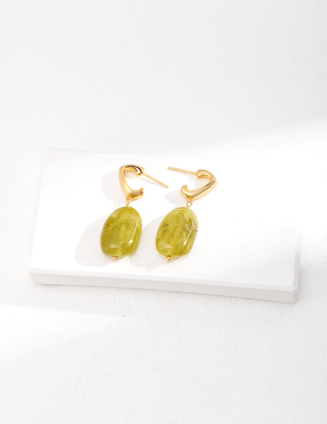 Green resin stone earrings