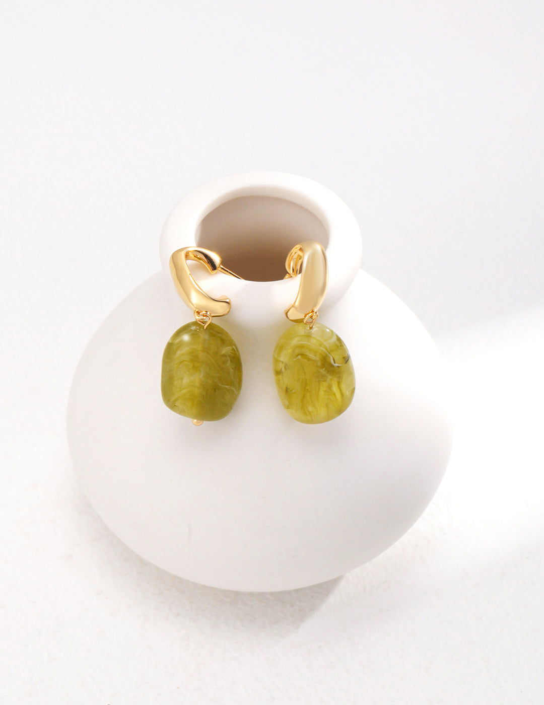 Green resin stone earrings