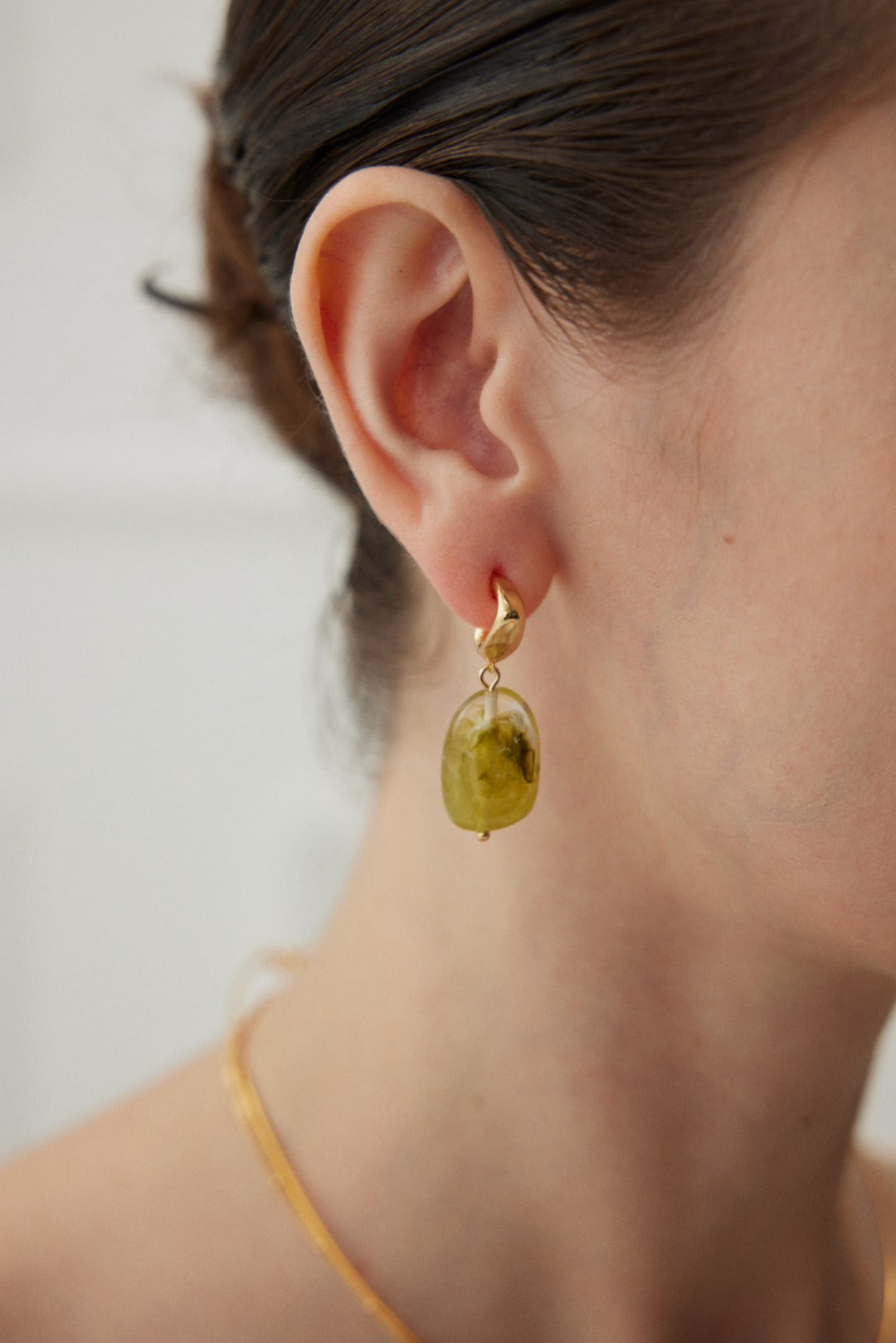 Green resin stone earrings