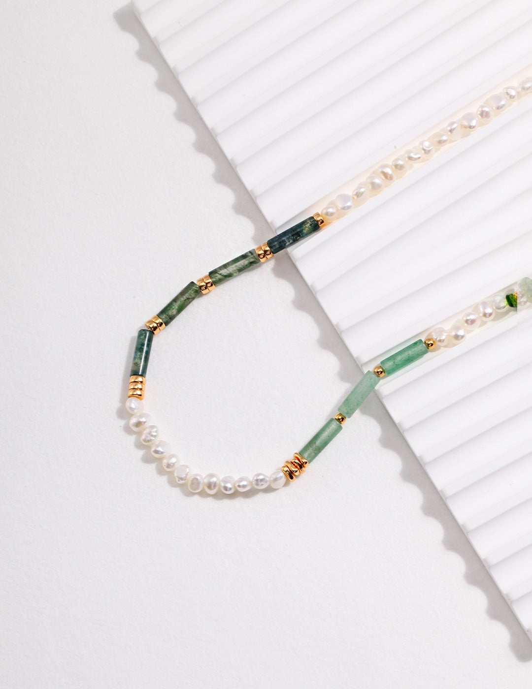 Jade sterling silver pearl necklace