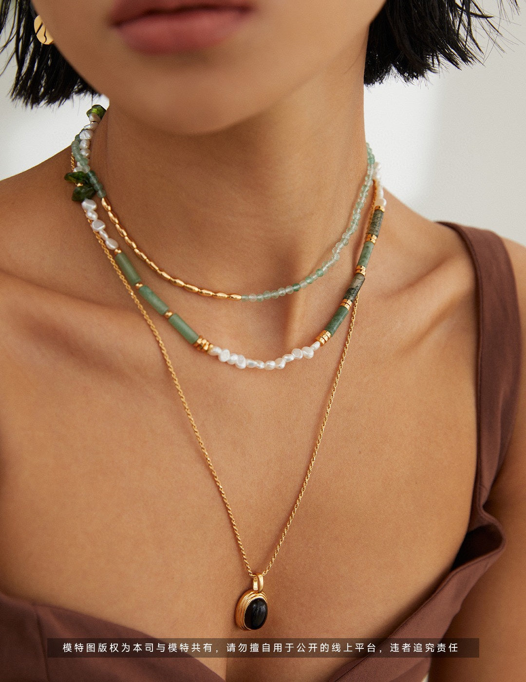 Jade sterling silver pearl necklace