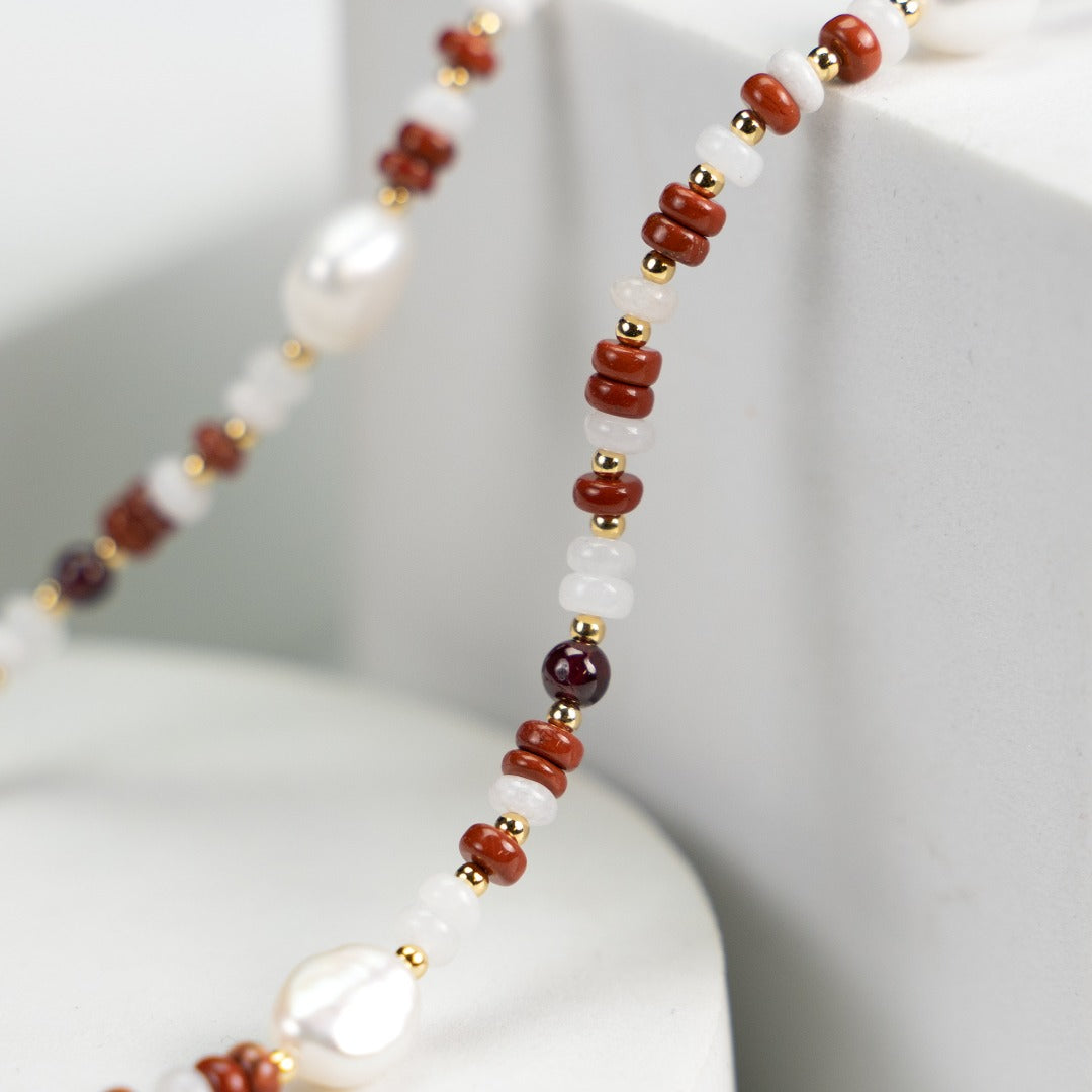 Natural Baroque pearl crystal beaded necklace