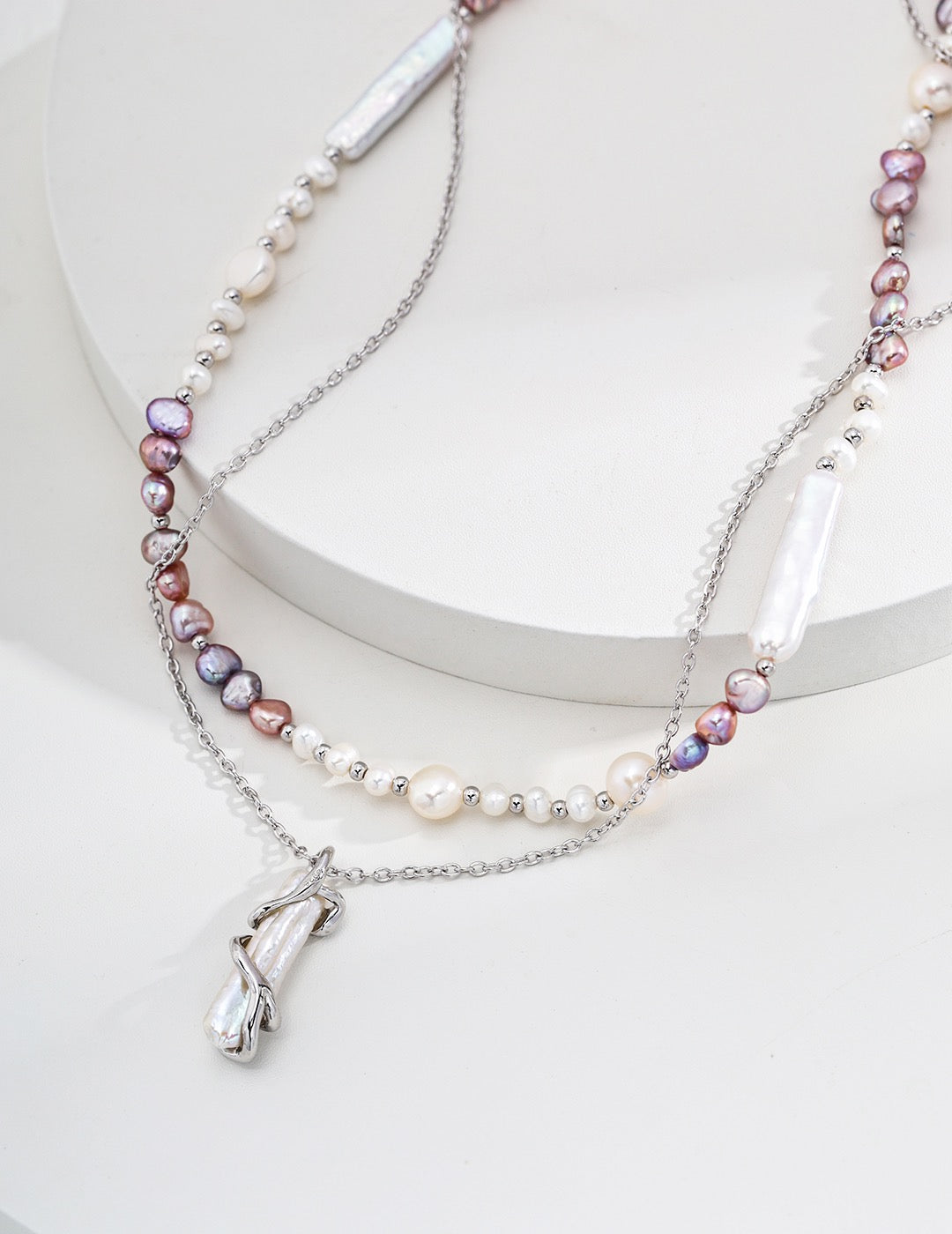 s925 silver fashion natural baroque pearl necklace