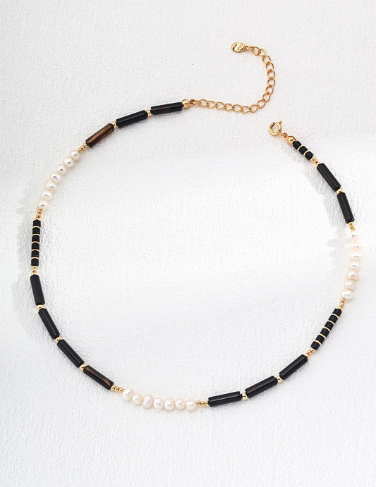 Natural agate pearl necklace