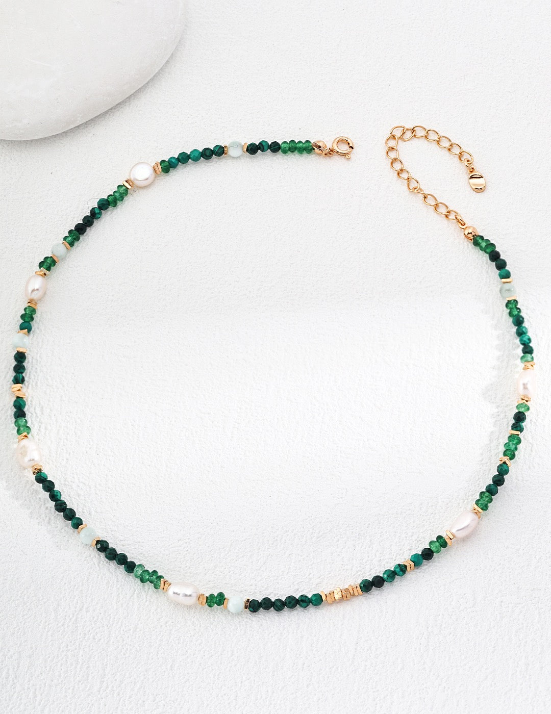 Necklace natural pearl series malachite