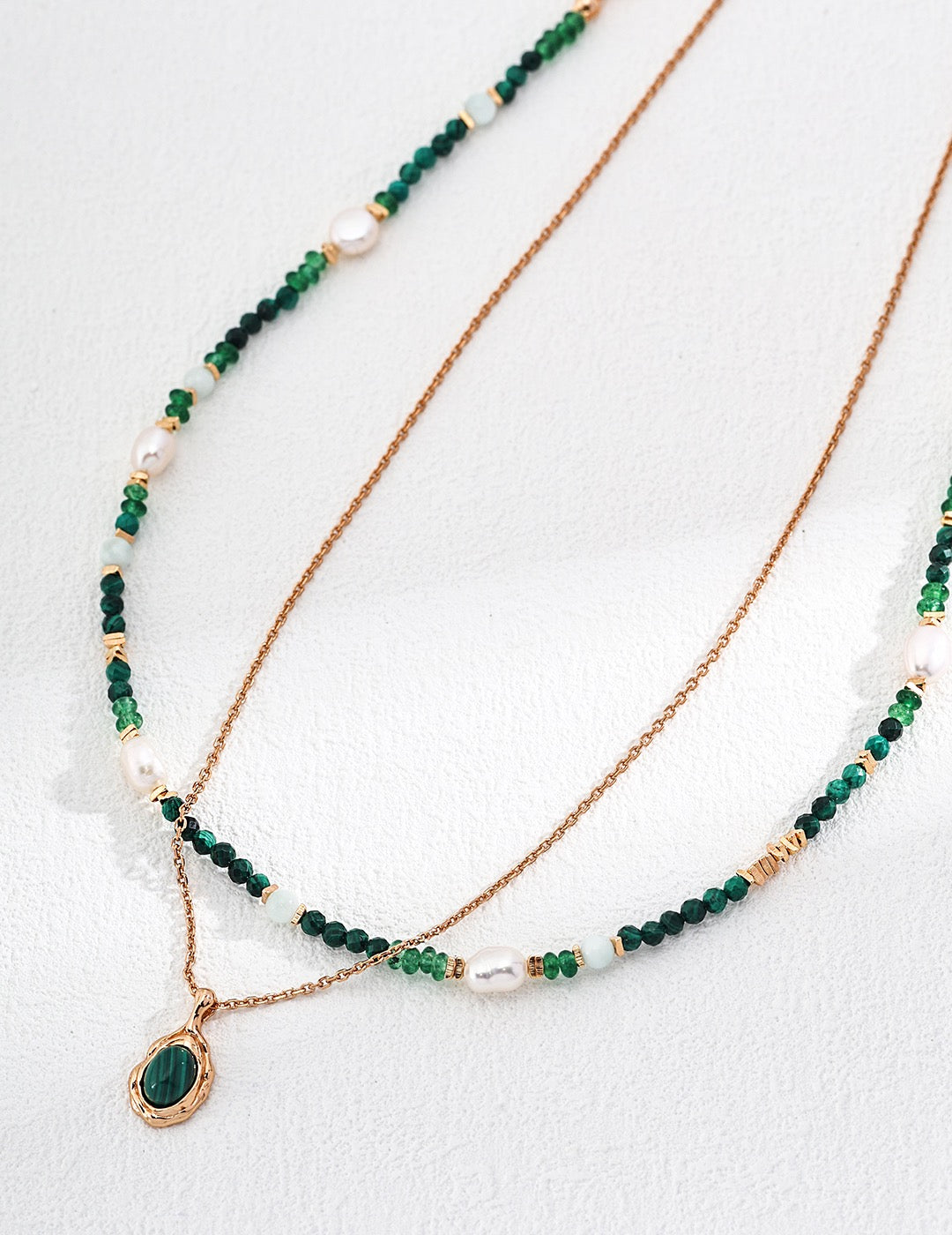 Necklace natural pearl series malachite