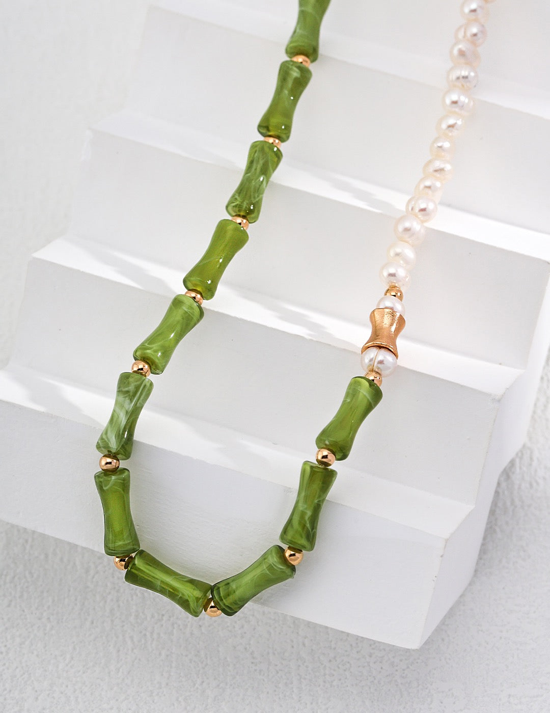 New Chinese style sterling silver bamboo pearl necklace