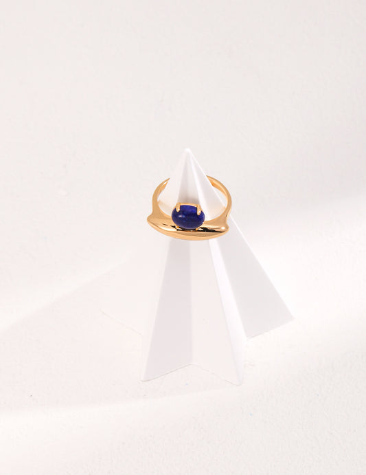 Pure silver lapis lazuli/malachite ring minimalist J0244