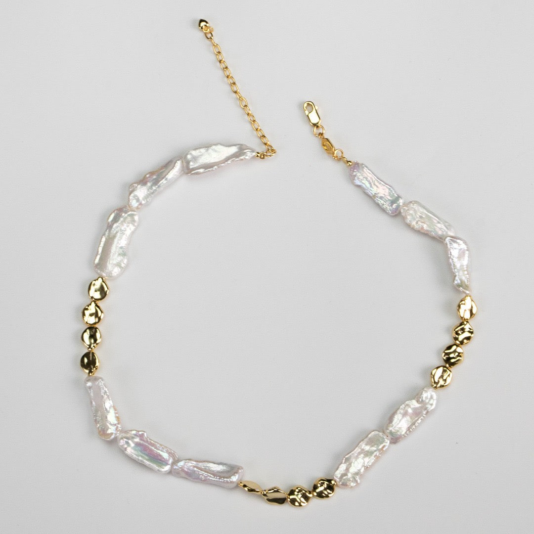 Rectangular Baroque Natural Pearl Series Necklace