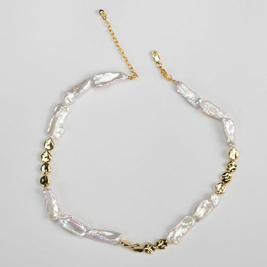 Rectangular Baroque Natural Pearl Series Necklace