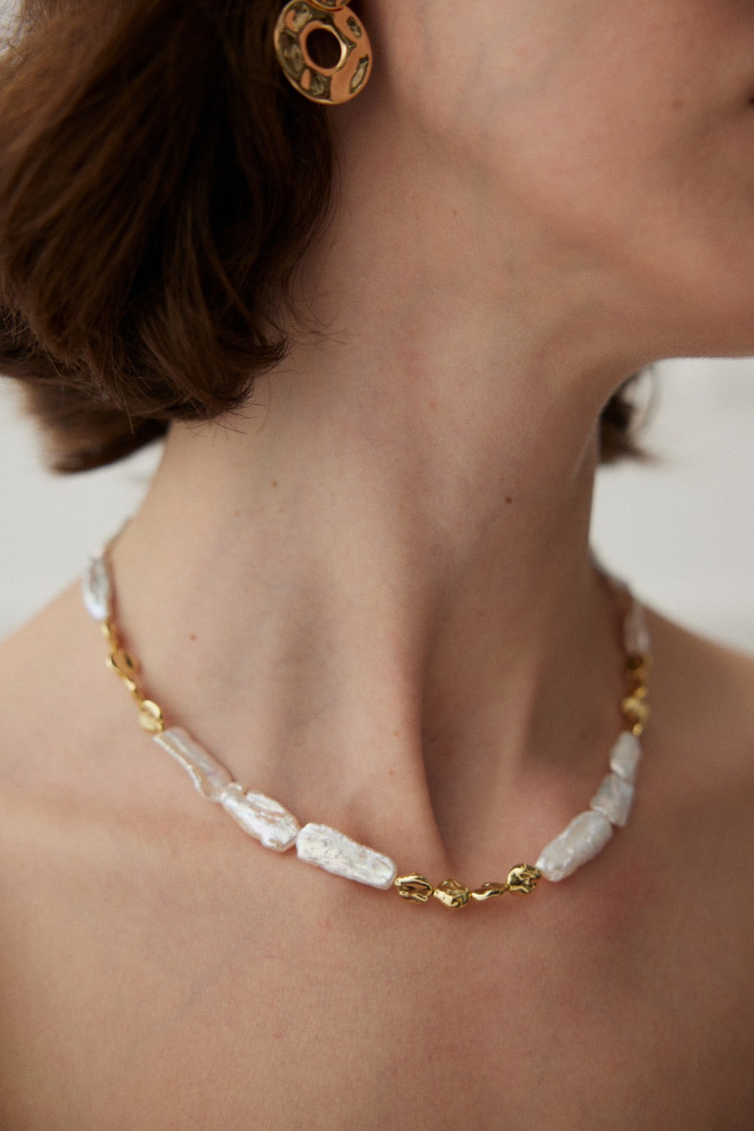 Rectangular Baroque Natural Pearl Series Necklace