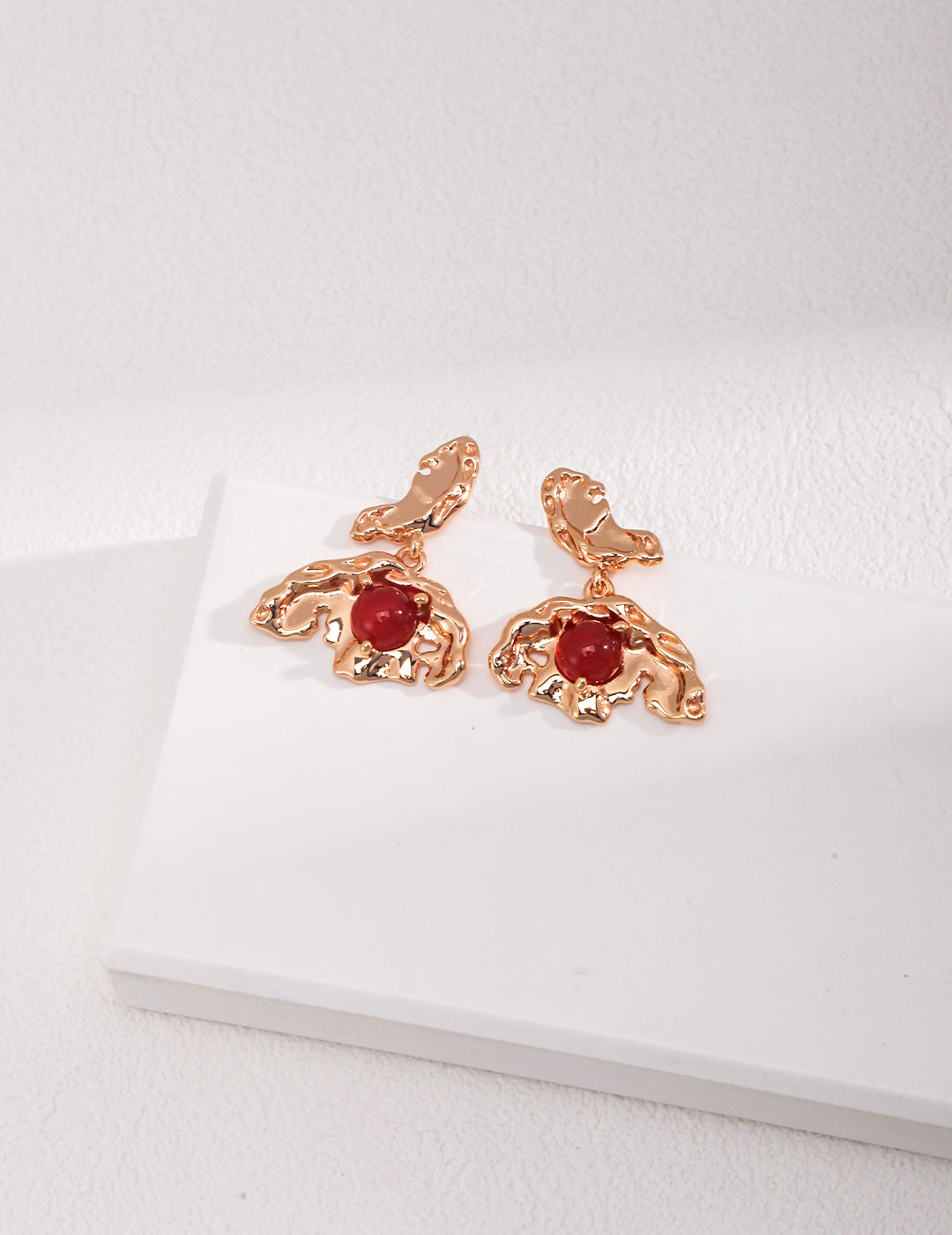 Red agate butterfly earrings