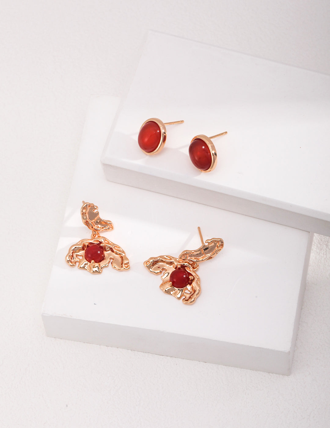 Red agate butterfly earrings