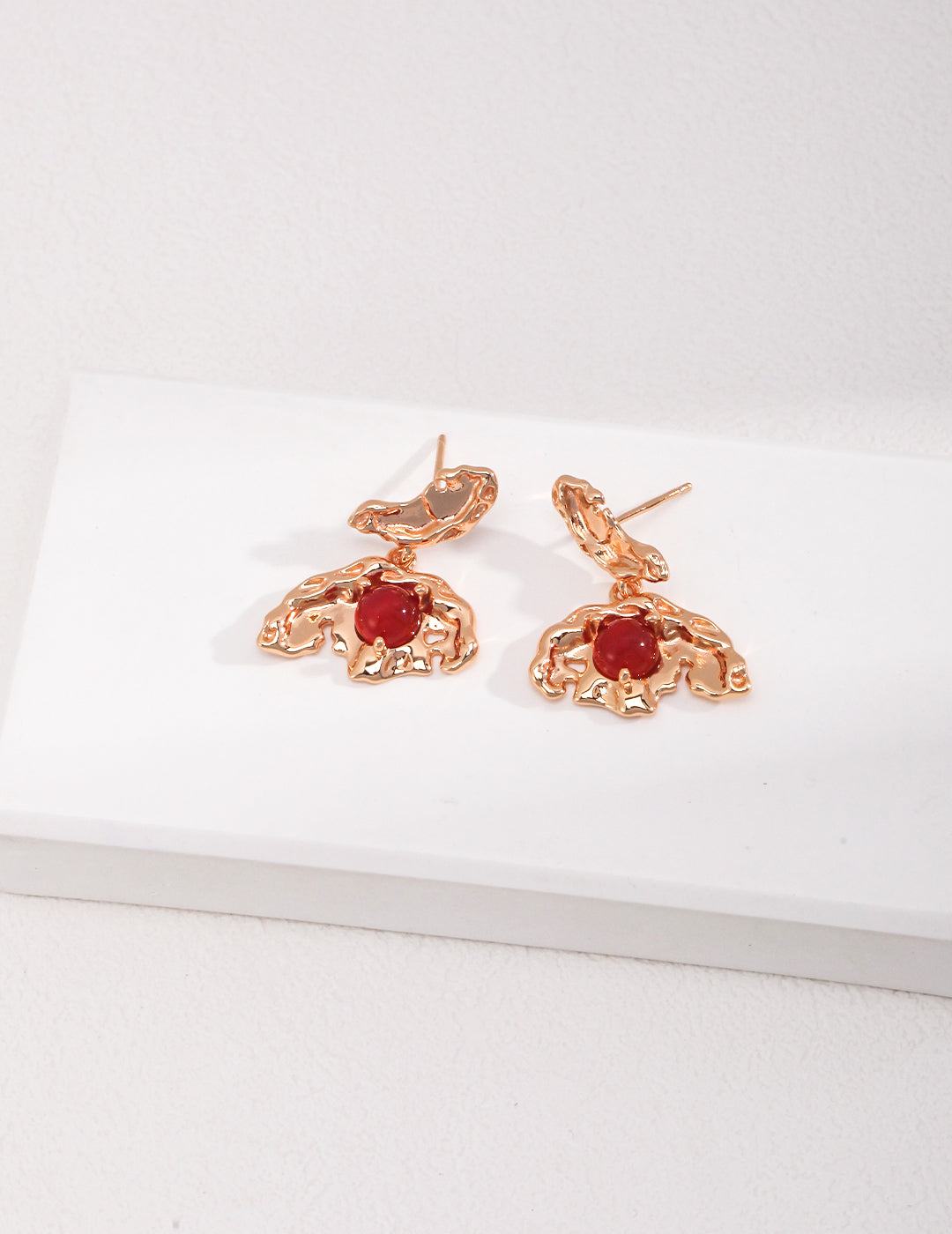 Red agate butterfly earrings