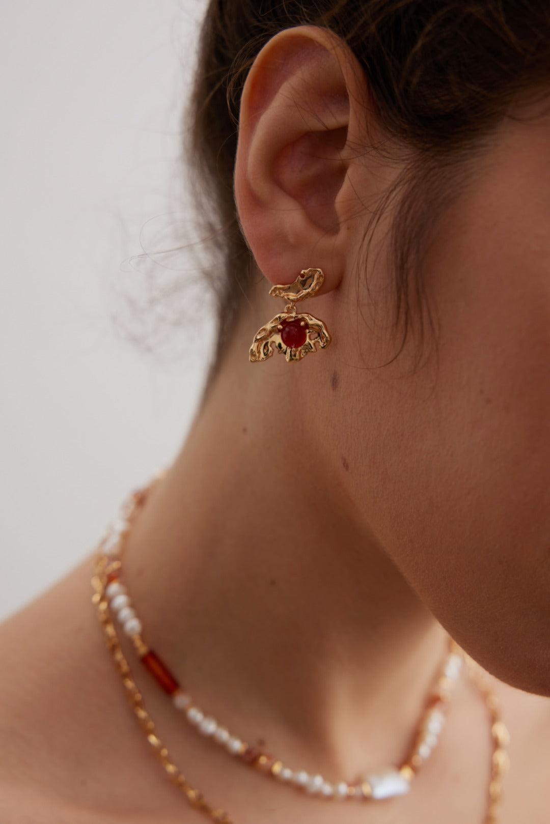 Red agate butterfly earrings