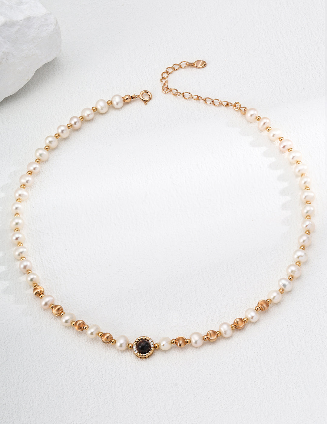 S925 silver Daran pearl tiger eye zircon necklace