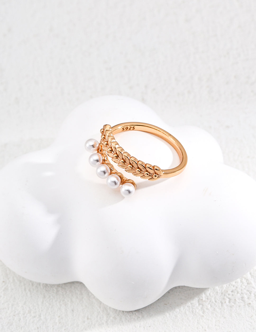 S925 silver design double-layer imitation pearl ring J0278