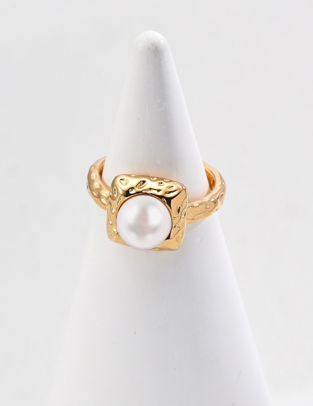 S925 silver simple square natural pearl ring J0283