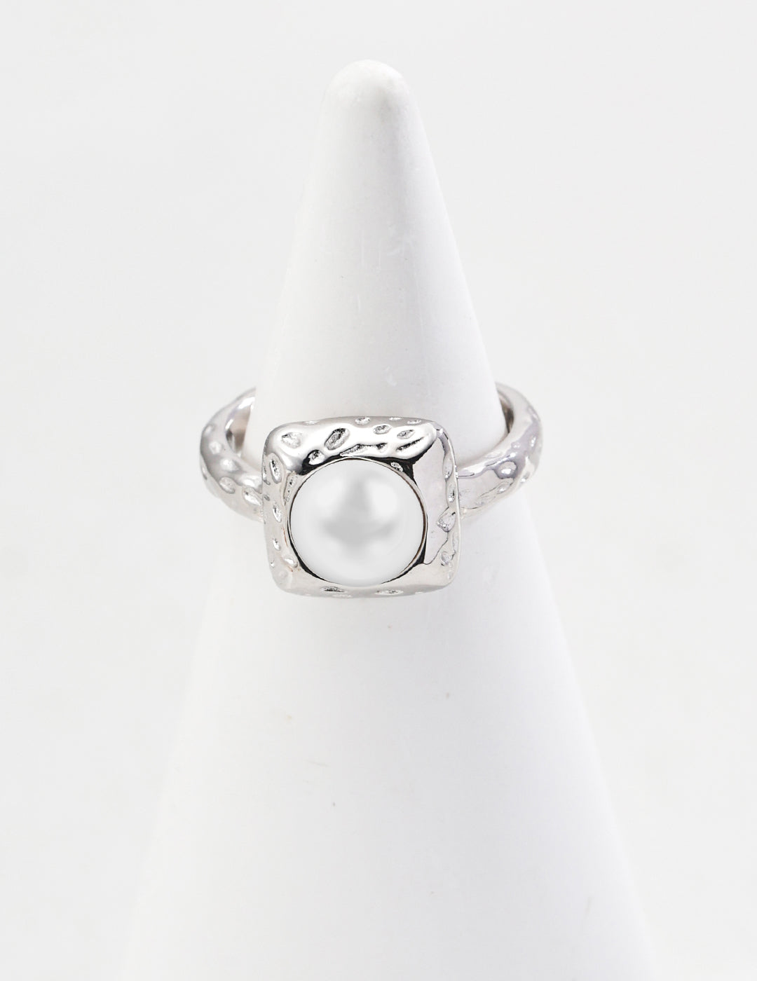 S925 silver simple square natural pearl ring J0283