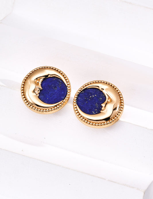 S925 silver design retro lapis lazuli earrings