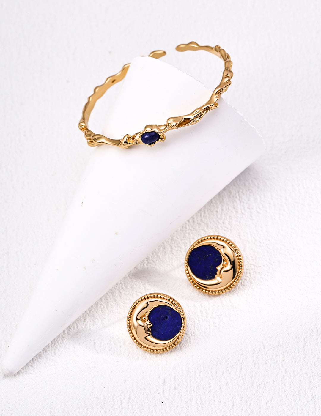 S925 silver design retro lapis lazuli earrings