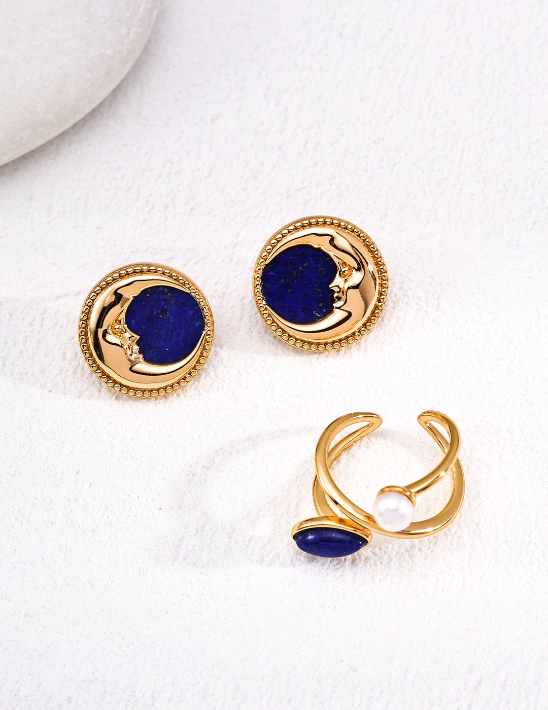 S925 silver design retro lapis lazuli earrings