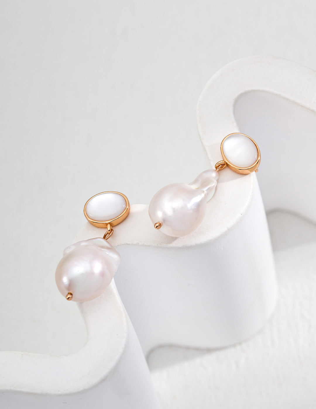 S925 silver natural baroque pearl shell earrings