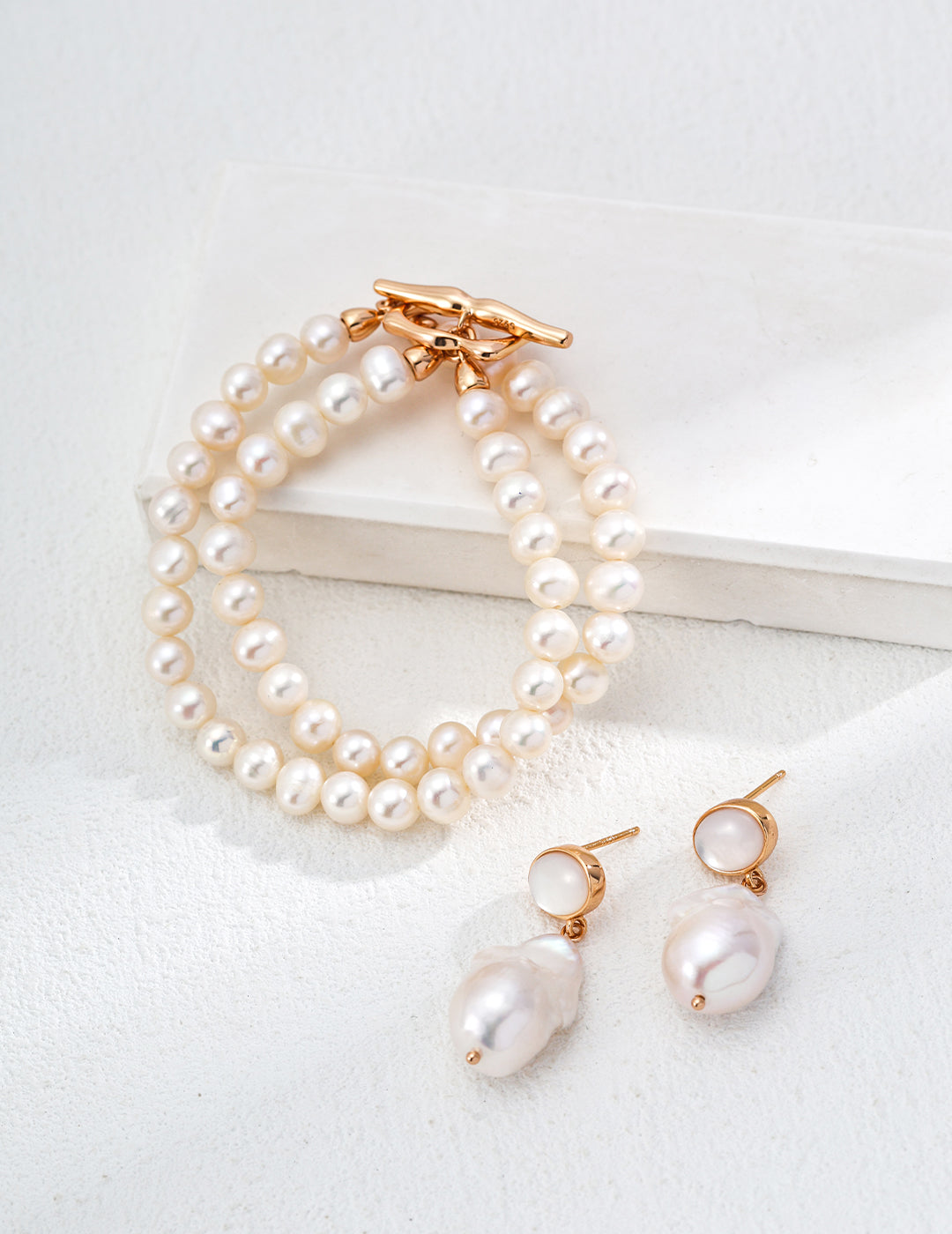 S925 silver natural baroque pearl shell earrings