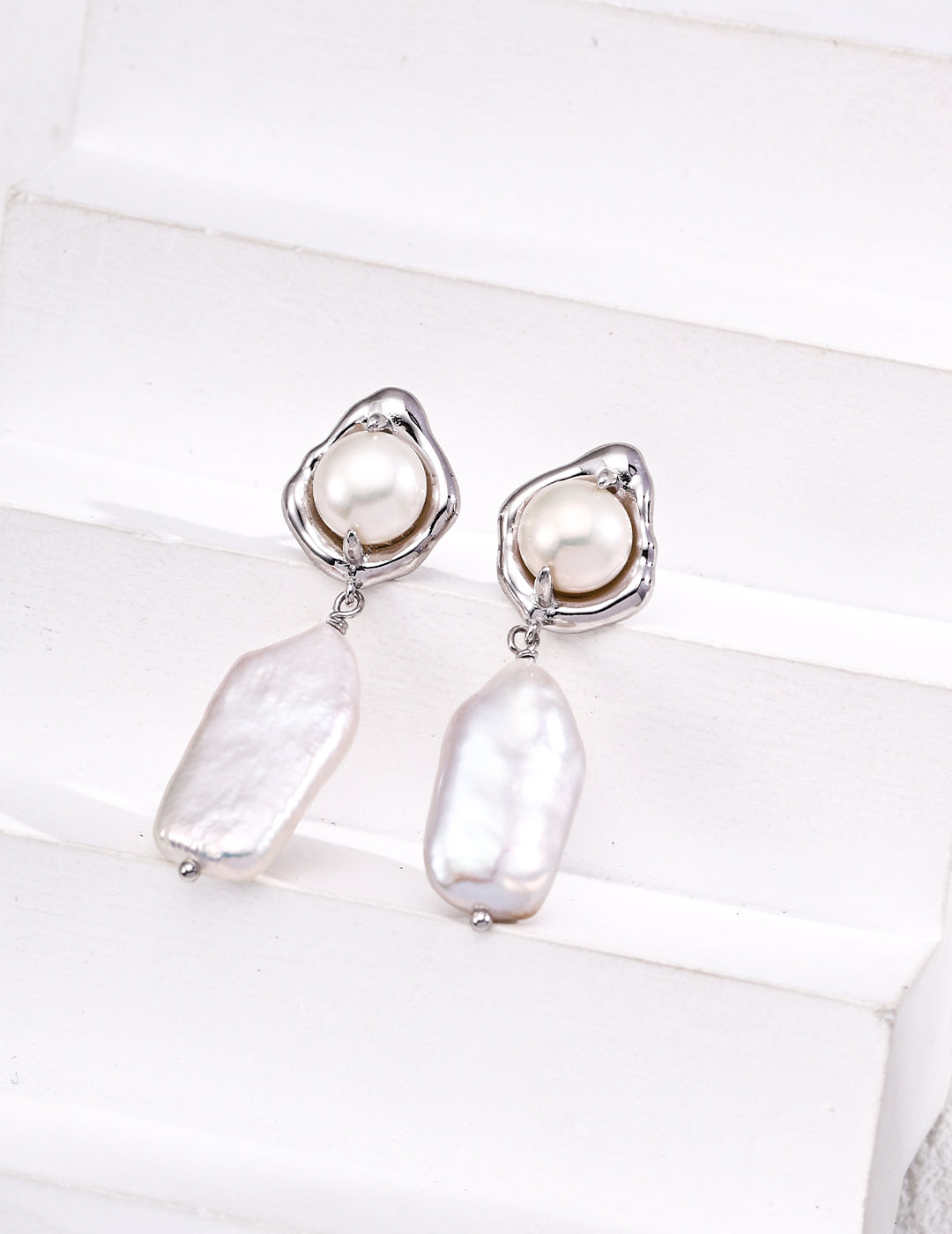 S925 silver natural pearl earrings E01284