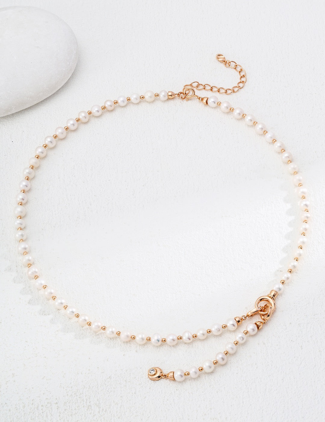 S925 silver natural pearl zircon necklace