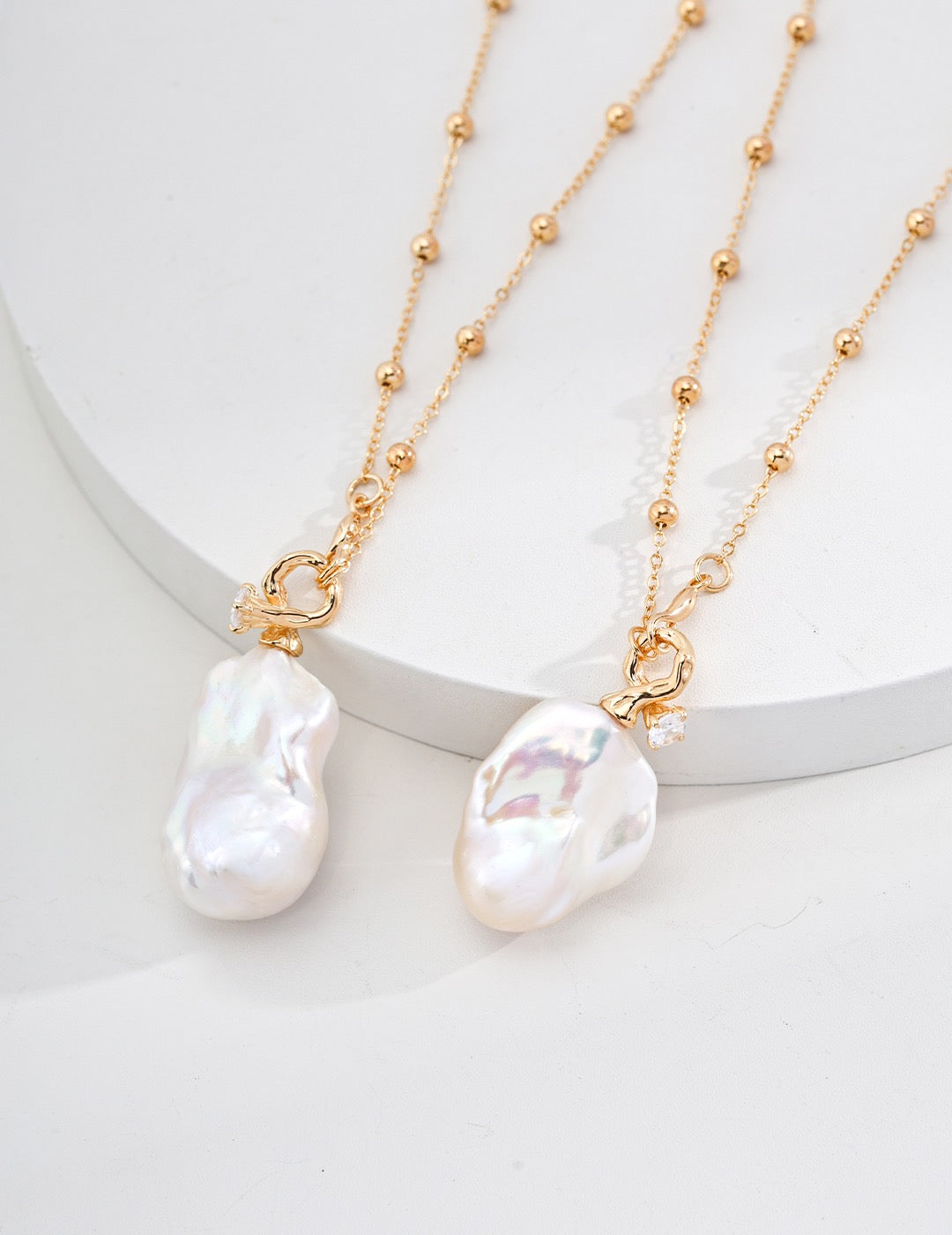 S925 silver natural baroque pearl zircon necklace