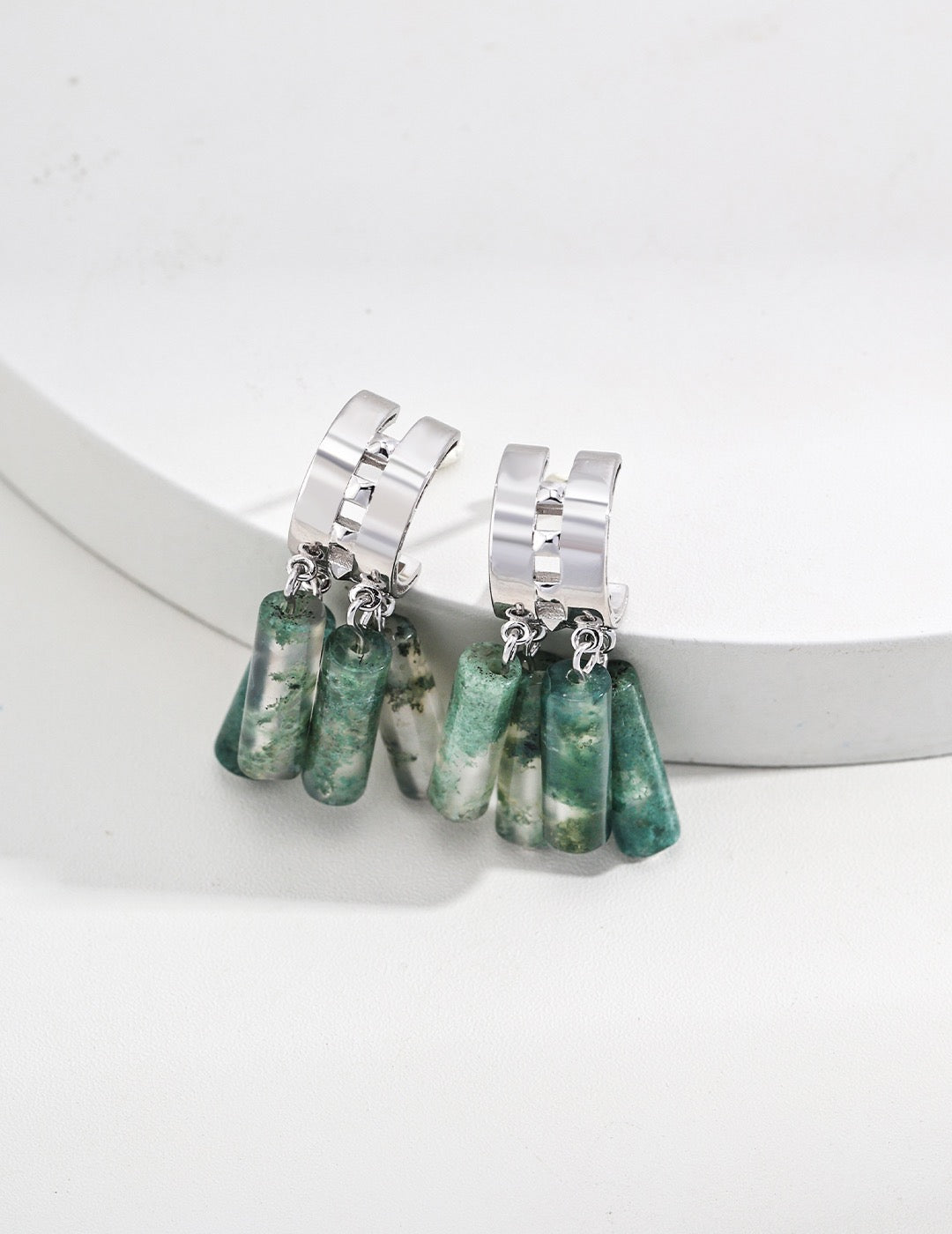 S925 silver new Chinese agate earrings E01204