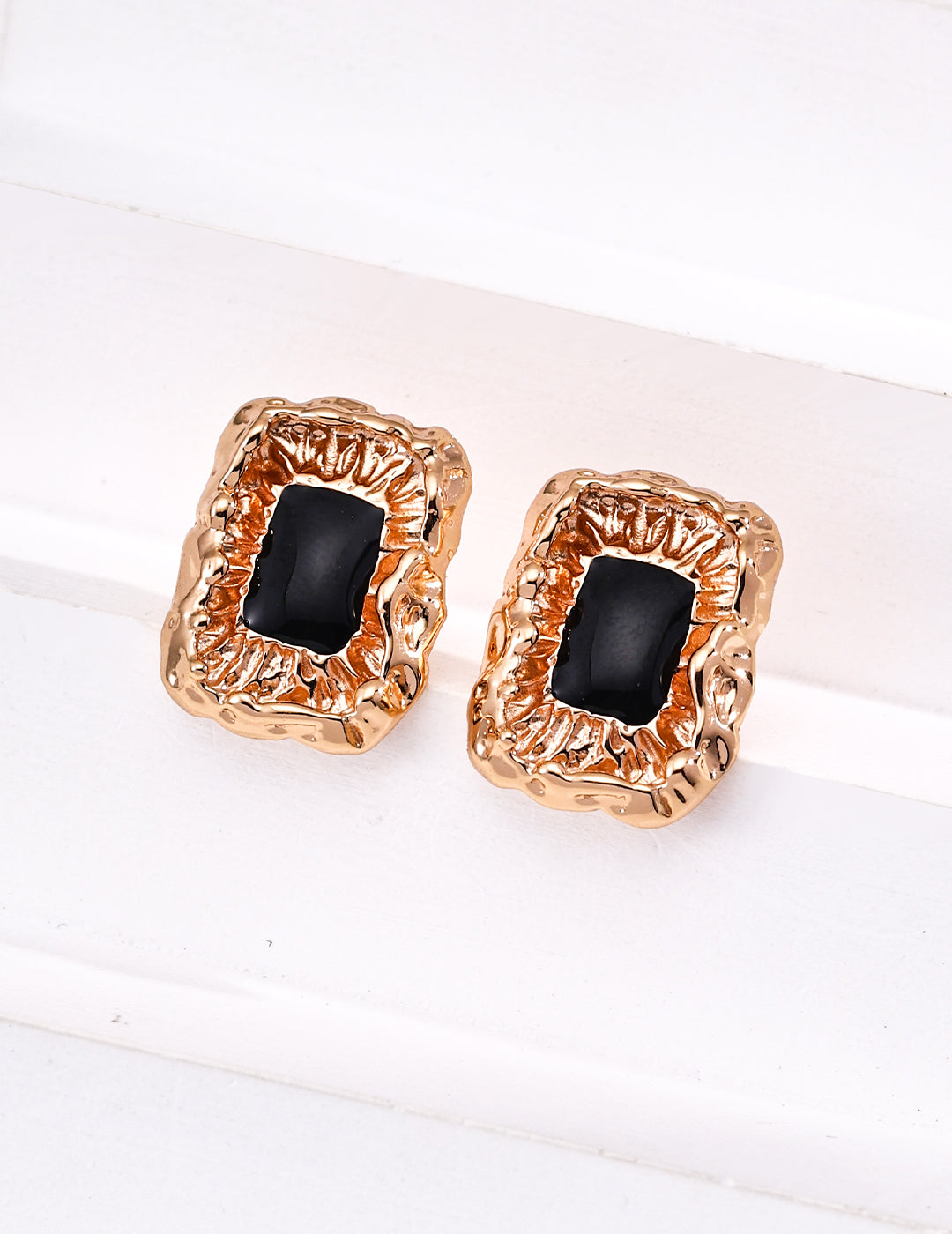 S925 silver retro black glaze earrings E01267