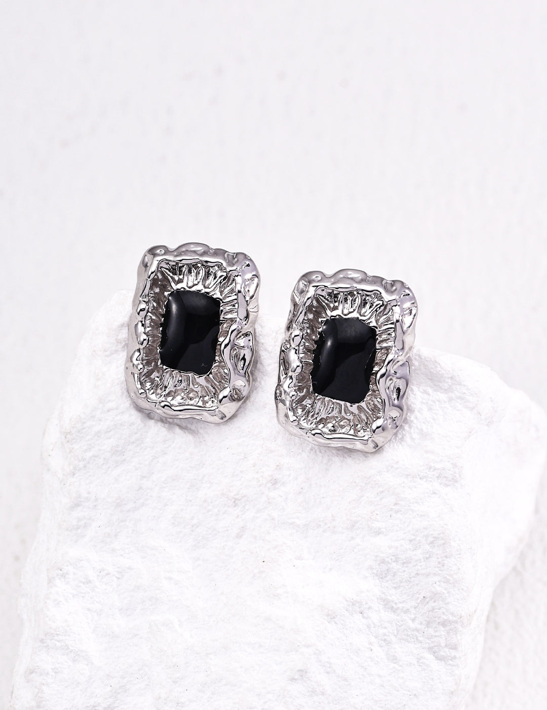 S925 silver retro black glaze earrings E01267