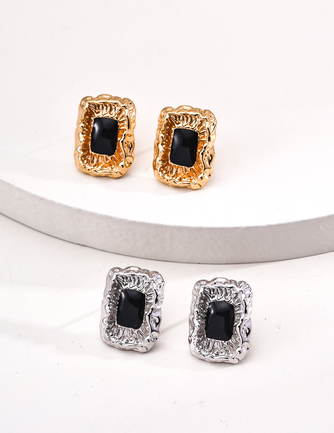 S925 silver retro black glaze earrings E01267