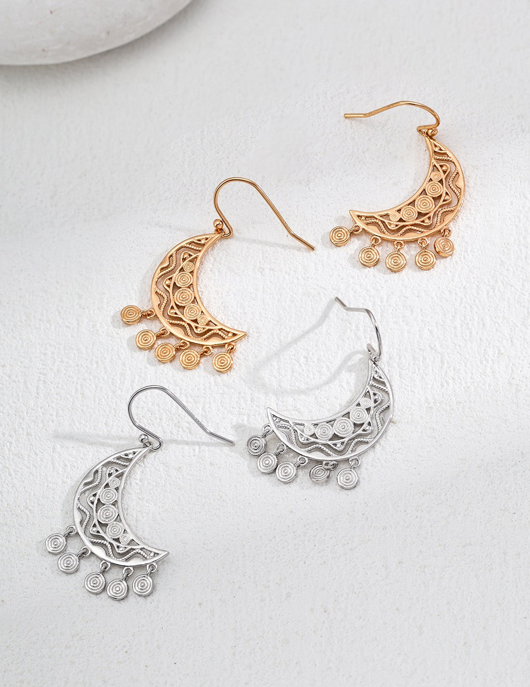 S925 silver retro crescent earrings E01227