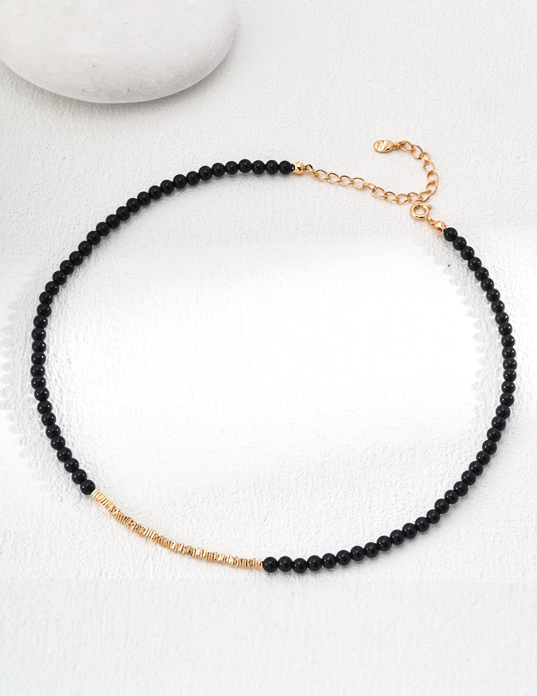 S925 silver simple black agate necklace