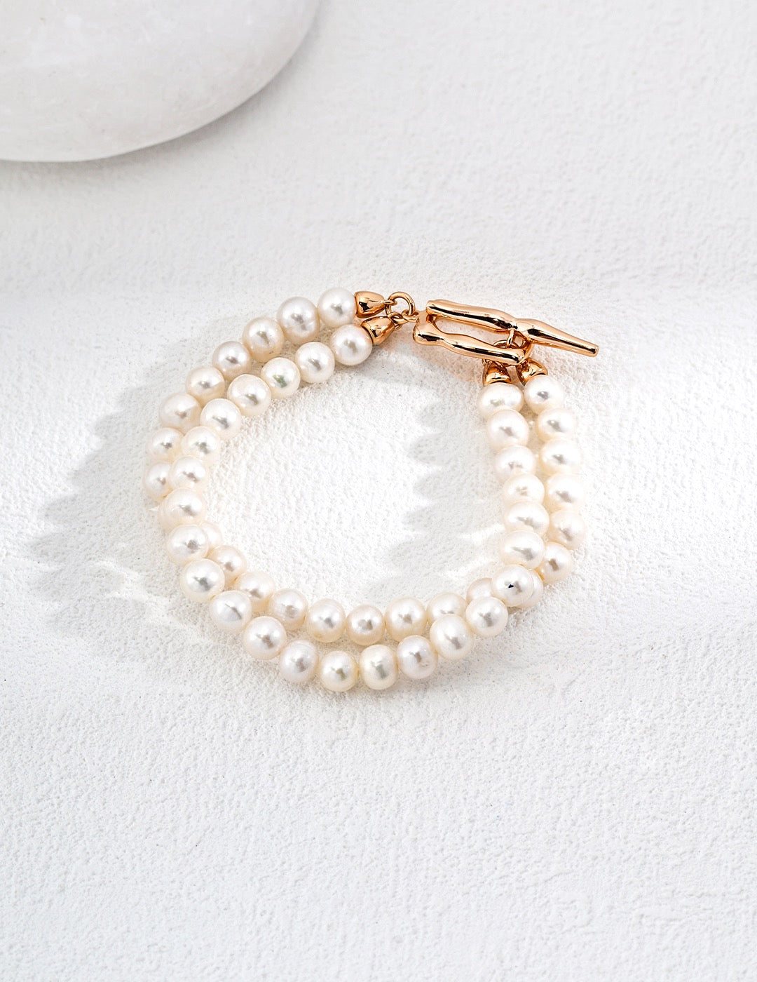 S925 silver simple double-layer natural pearl bracelet