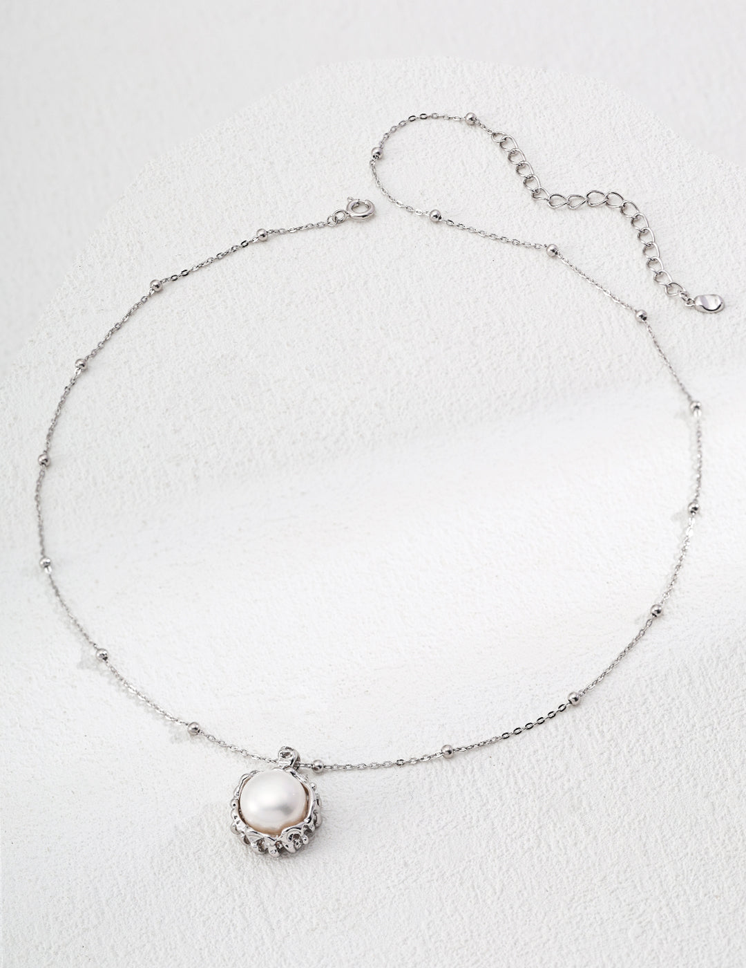 S925 silver simple natural pearl pendant necklace