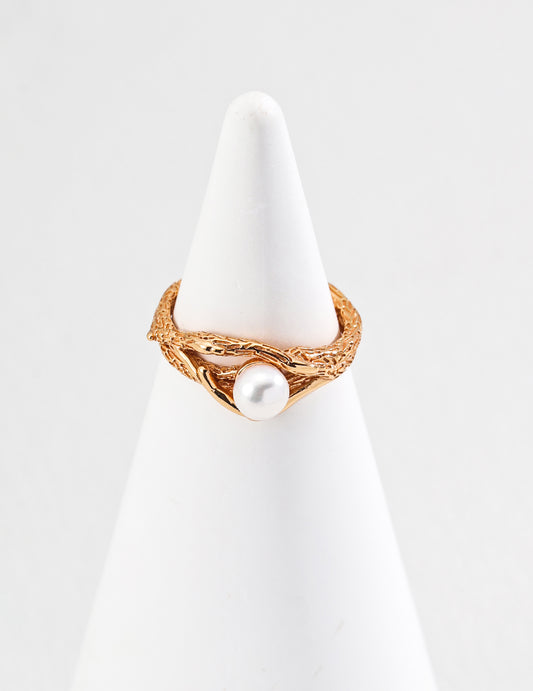 S925 silver simple natural pearl ring