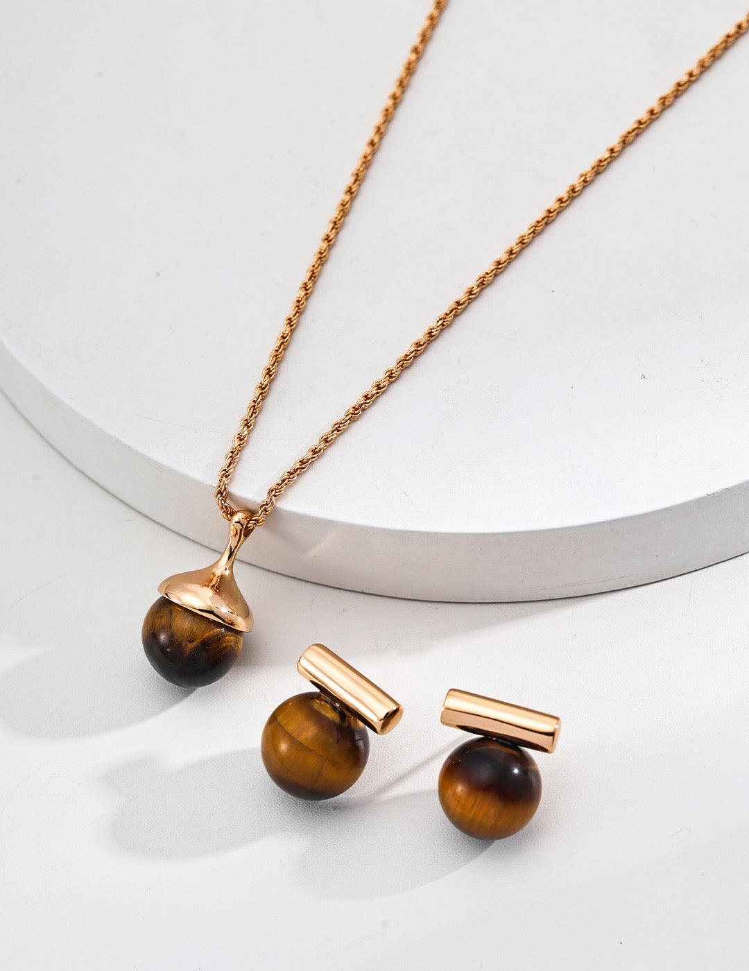 S925 silver simple natural tiger eye black agate