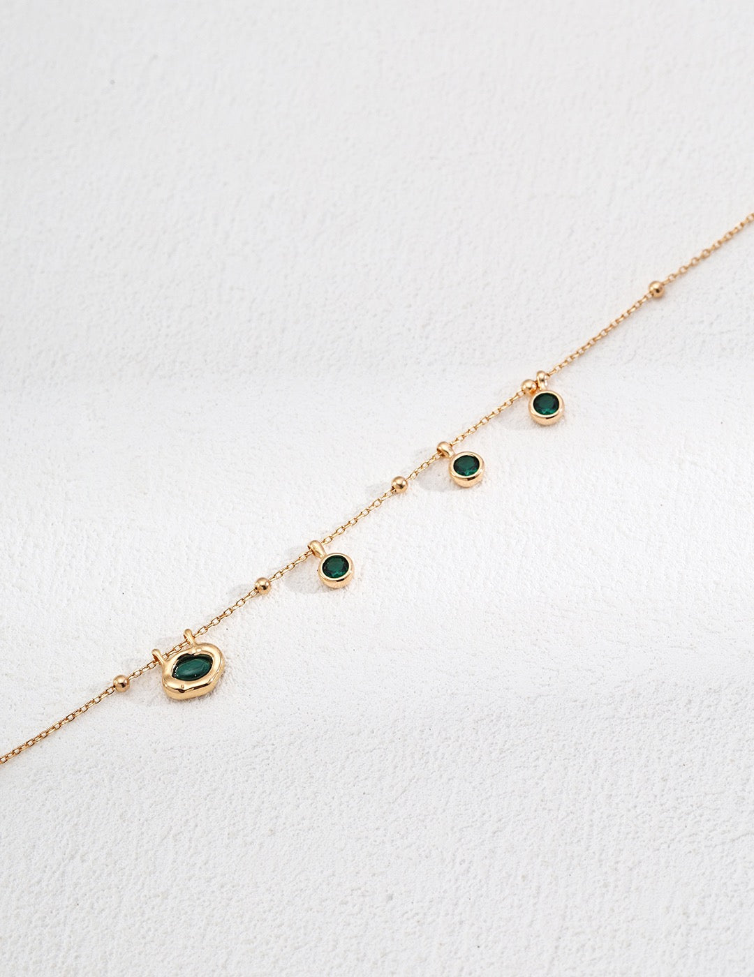 S925 silver simple zircon necklace malachite necklace